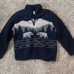 Retro Old Navy Men’s Large Polyester QuarterZip Winter Graphic Fleece